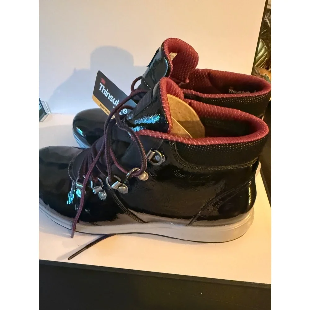 Rockport XCS Britt Alpine Boots Black Patent Thinsulate Waterproof Womens 10W
